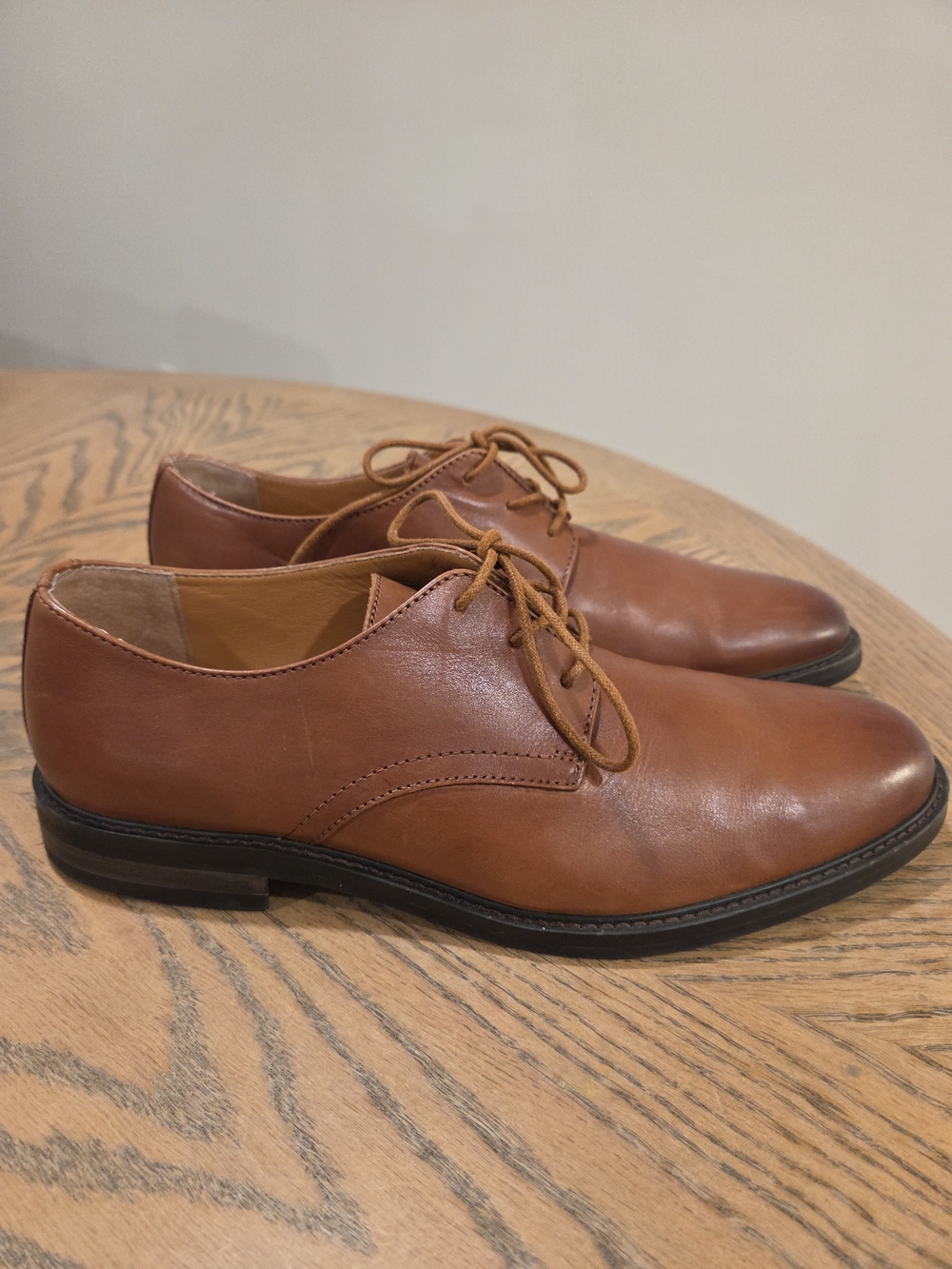 Genuine Leather Brown Derby Oxford Dress Shoes Lace Up Preppy Classic Mens 10
